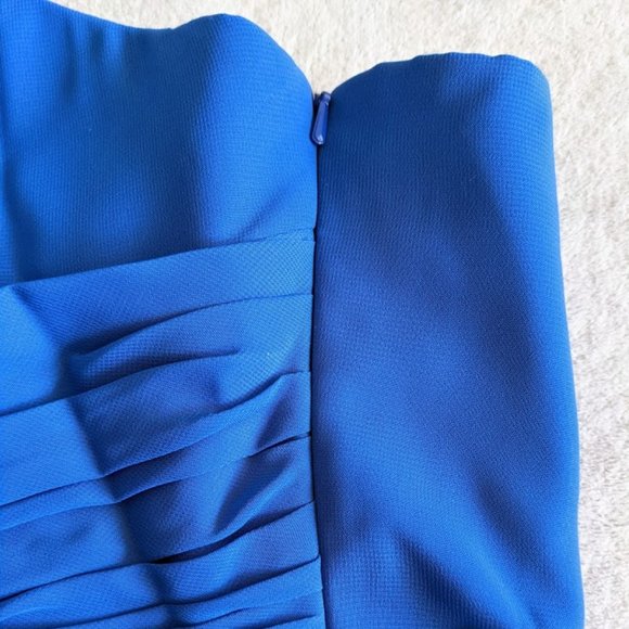 Royal Blue One Shoulder Floor Length Long Plus Size 16W Dress - Picture 4 of 8